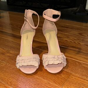 Marc Fisher Blush Pink Ruffle Ankle-Strap Heels